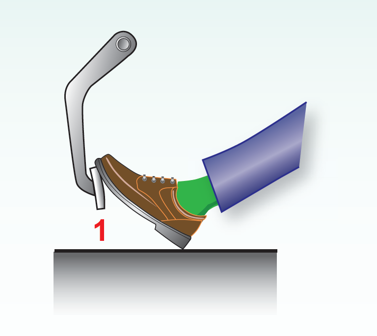 Педаль зчеплення натиснута до упору — диски зчеплення роз’єднані, потужність від двигуна не передається 