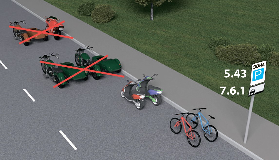 ПДР: зупинка і стоянка мотоциклів, мопедів та велосипедів
