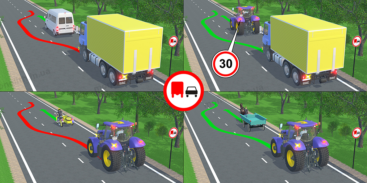 3.27 «Обгон грузовым автомобилям запрещен»