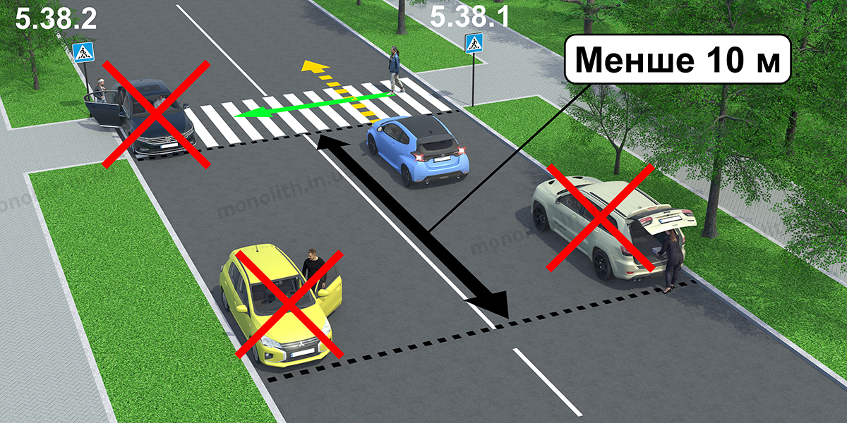 ПДР: зупинка забороняється на пішохідних переходах і ближче 10 м від них