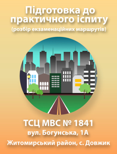 Підготовка до практичного іспиту (Житомирський район, с. Довжик, вул. Богунська, 1А (ТСЦ МВС № 1841)). 