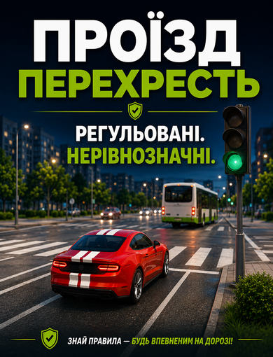 Проезд перекрестков. Регулируемые. Неравнозначные.