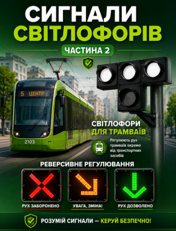 Сигнали світлофорів. Частина 2. (світлофори для трамваїв, реверсивне регулювання)