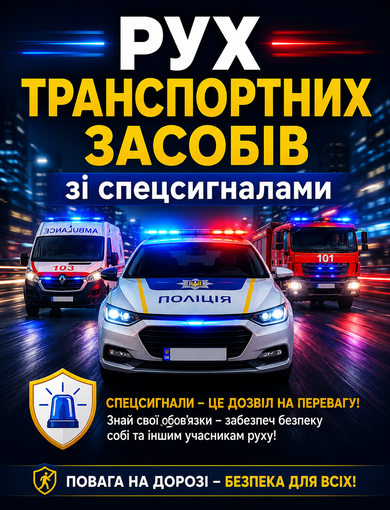 Рух транспортних засобів зі спецсигналами.