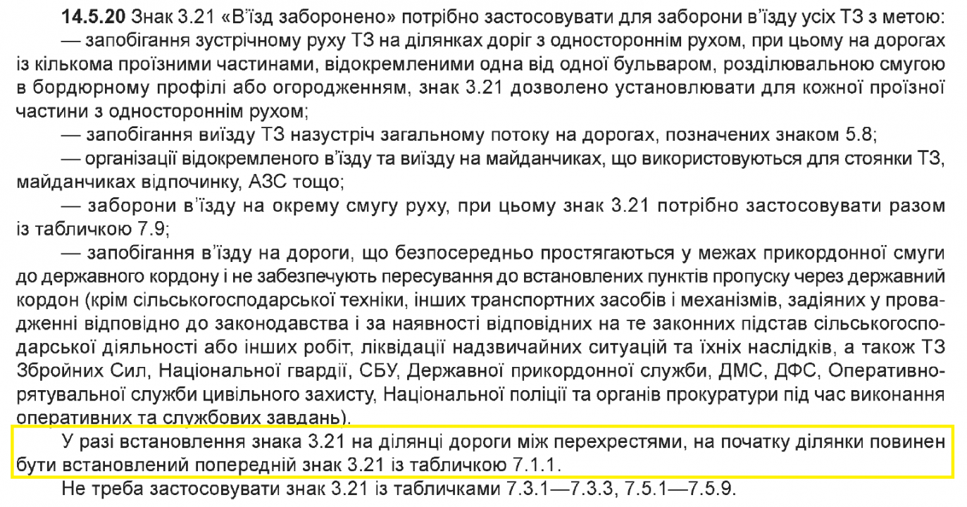 Дорожный знак 3.21 «Въезд запрещен», Запрещающие знаки ПДД Украины 2024-2024